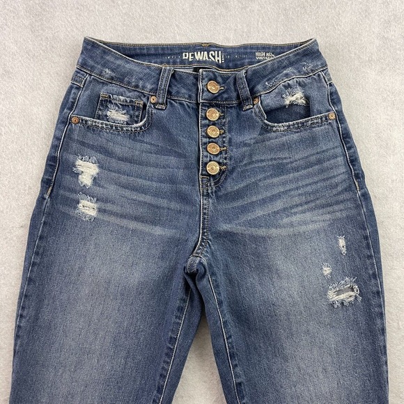 Rewash Jeans Womens 1/25 Blue Distressed High Rise Button Fly Frayed Hem Denim - Picture 14 of 16